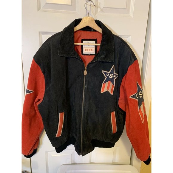 Vtg Michael Hoban WhereMI USA Big Stars Stripes Bomber Jacket Sz XL Soft - Picture 12 of 12